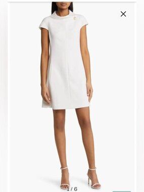 Harper Rose Stand Collar A-Line Dress Ivory  Size 12